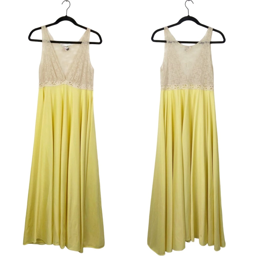 Vintage lord and Taylor yellow cream maxi slip dress size small